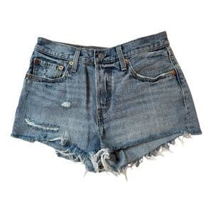 Levi's Blue Distressed Jean Shorts